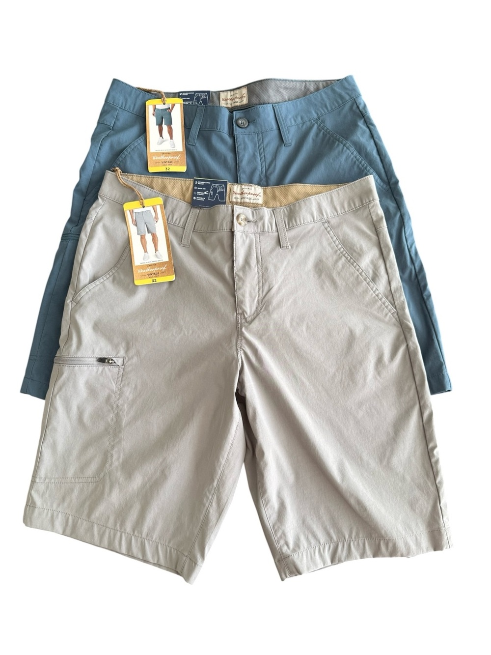 Weatherproof Vintage Trail Shorts 2-Pack Gray & Blue NWT Men’s 32 Nylon Stretch